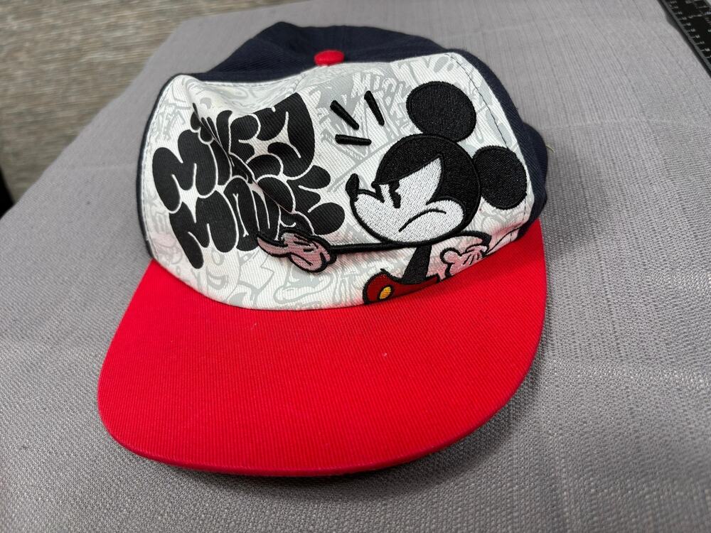 Disney Parks Mickey Mouse Hat Cap Snap Back Mens One Size Red Cartoon Graphic